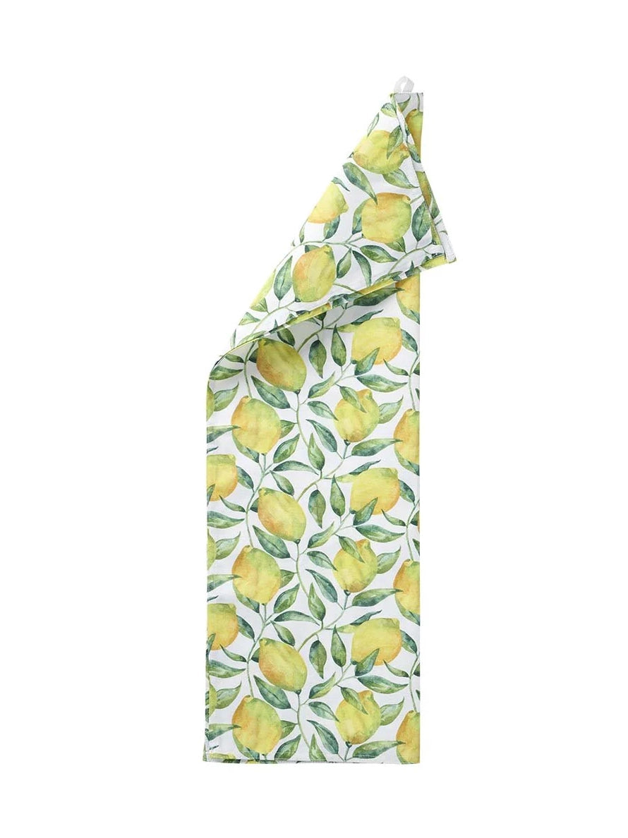 Towel with lemon pattern on a white background