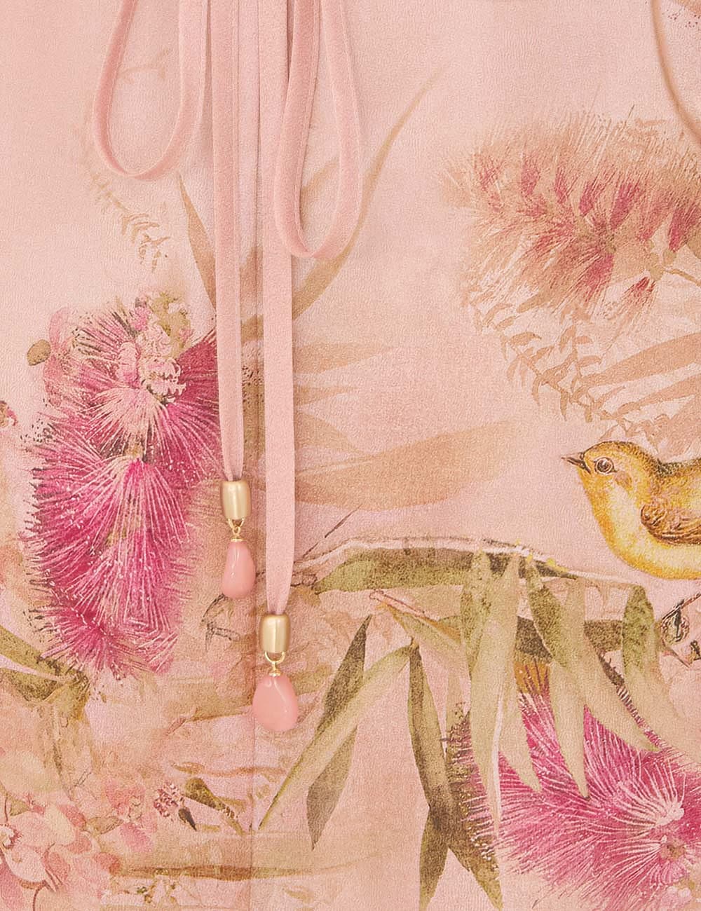 Cascadian Tunic Silk Top,  Pink Botanical Floral print