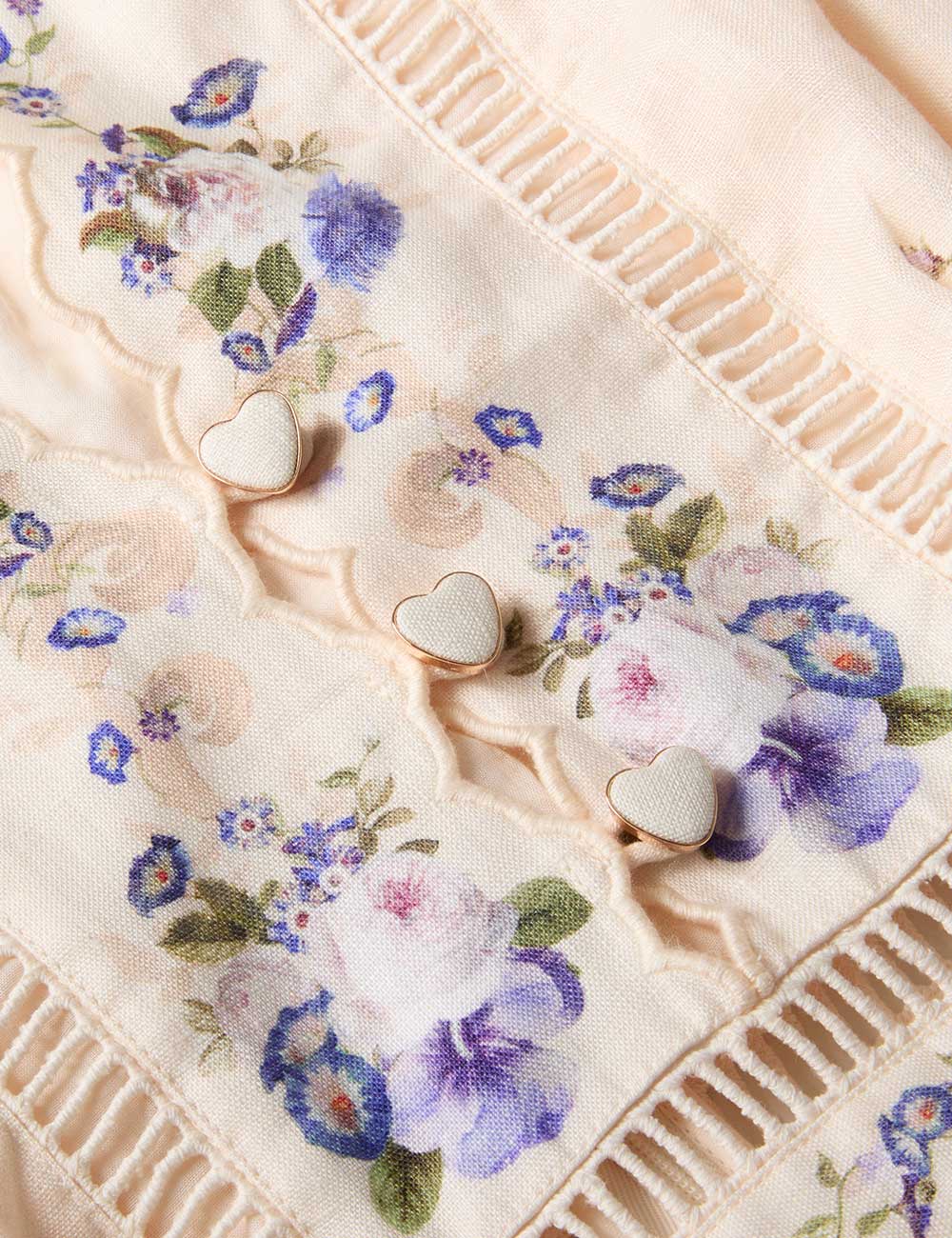 Patience Plunge Mini Dress, cream-purple rose