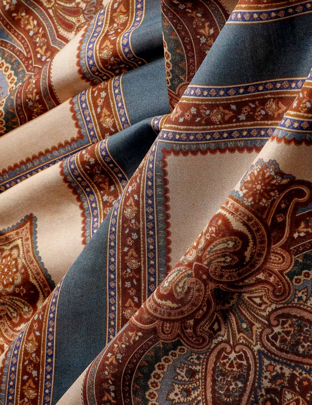 Mahon waisted silk maxi dress, dark blue paisley