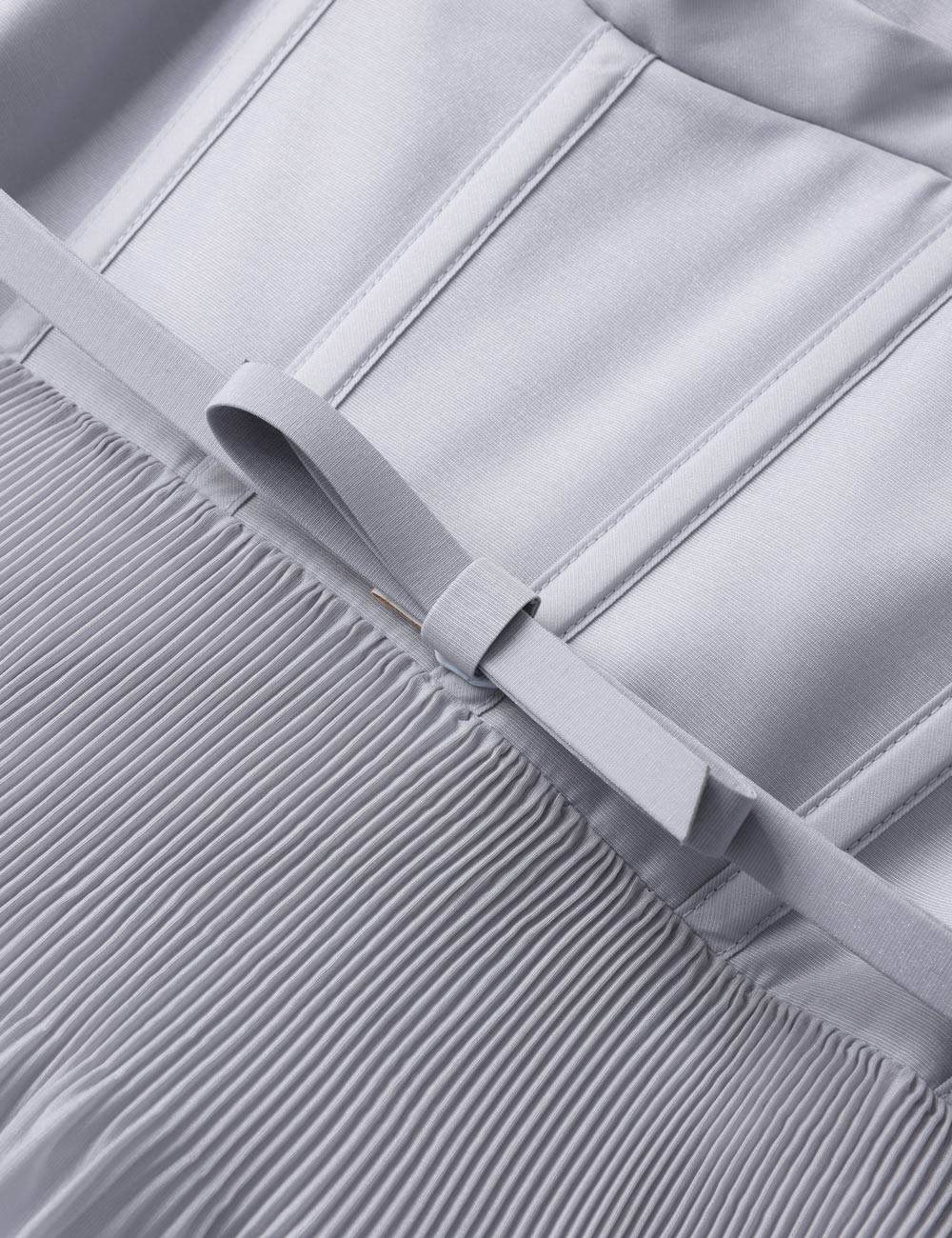 Pleated draped mini dress, steel blue