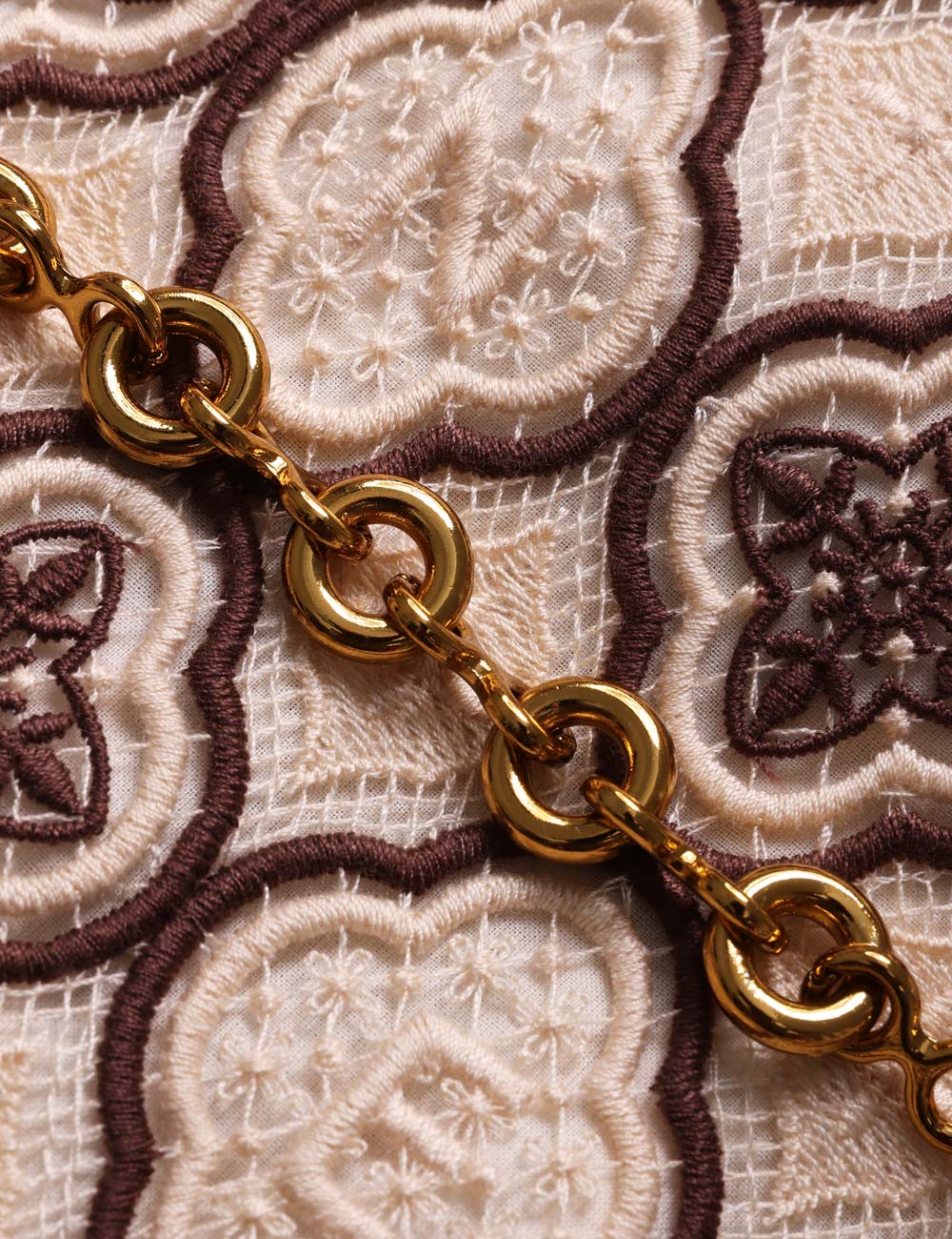 Luna guipure midi dress, chocolate cream