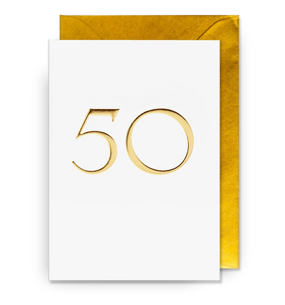 White & Gold Milestone 50th Birthday Card