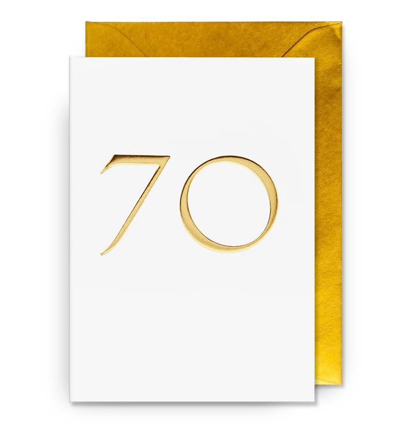 White & Gold Milestone 70th Birthday Card