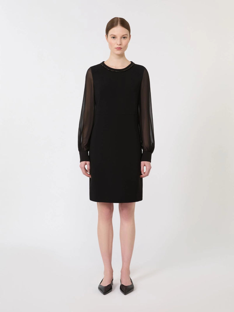 Volto dress with sheer sleeves, black