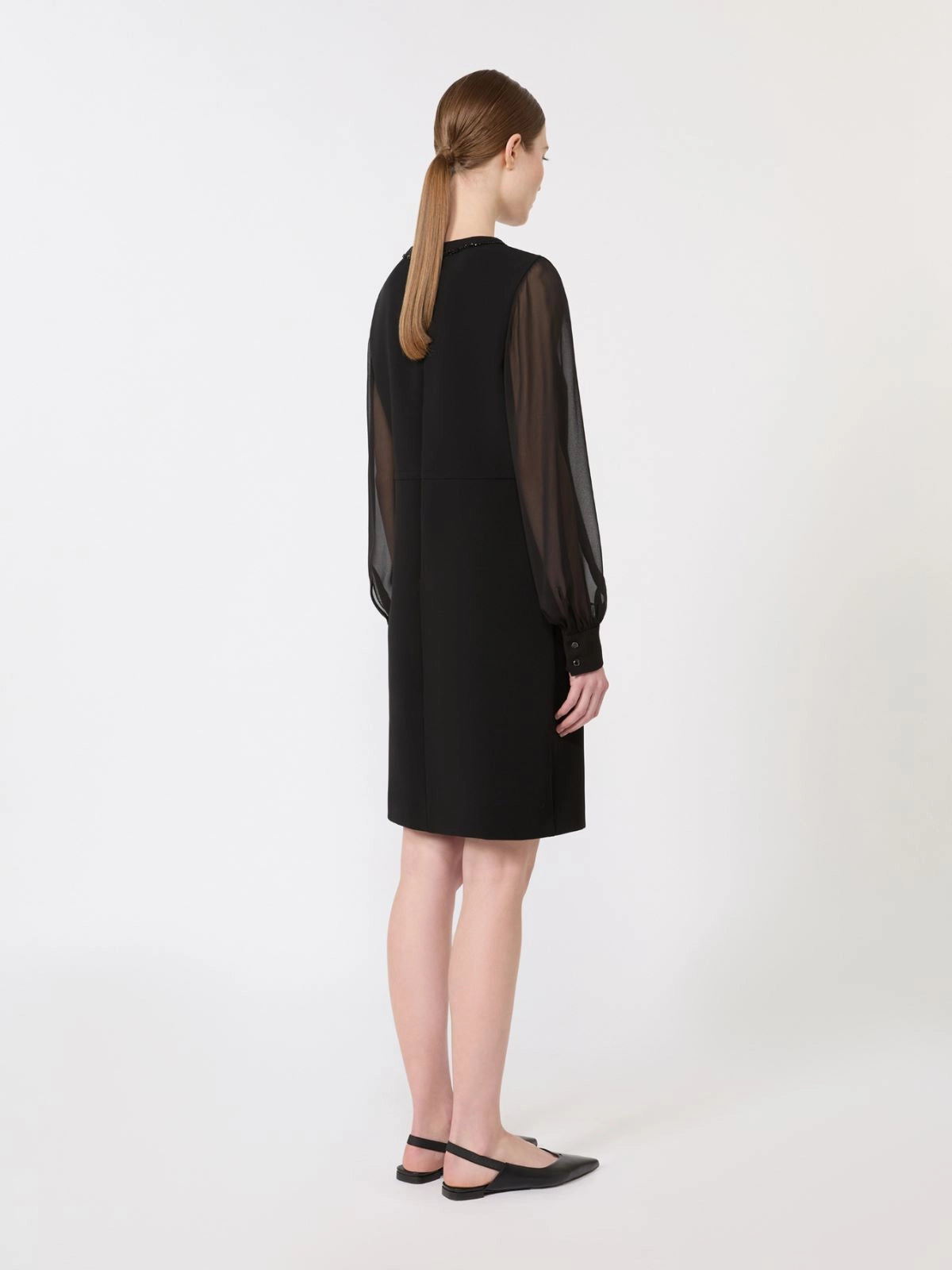 Volto dress with sheer sleeves, black