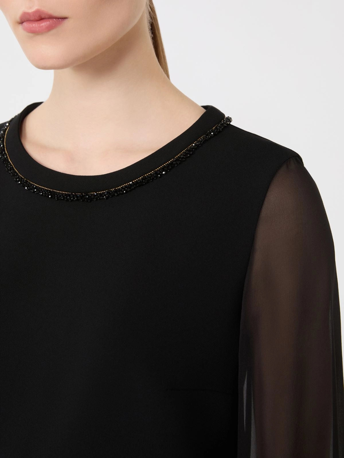 Volto dress with sheer sleeves, black