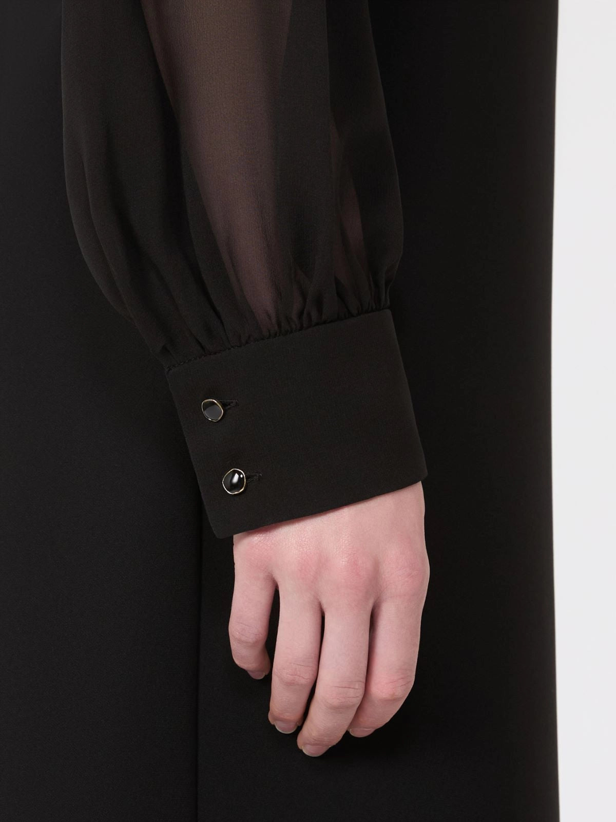 Volto dress with sheer sleeves, black