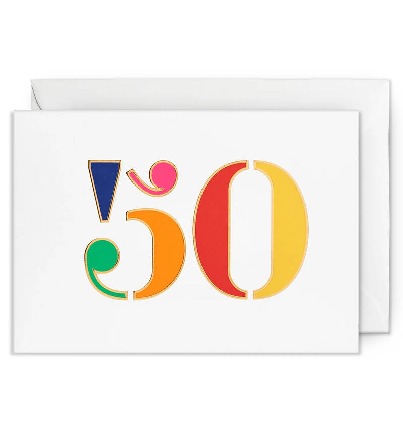 Colourful Milestone 50th, Birthday Card