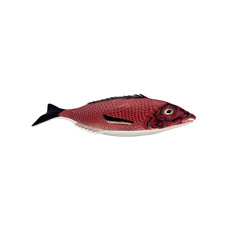 Red fish-shaped dish by Bordallo Pinheiro