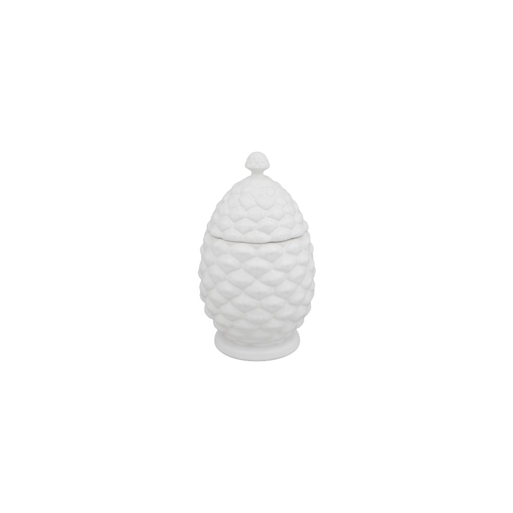 Small pine cone jar, white