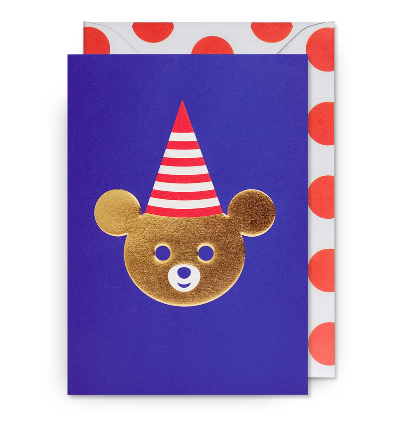 Party Hat Bear Gold Foil All Occasions Card