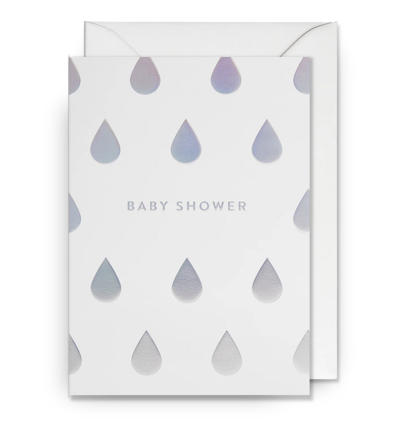 Silver Raindrops Baby Shower Card