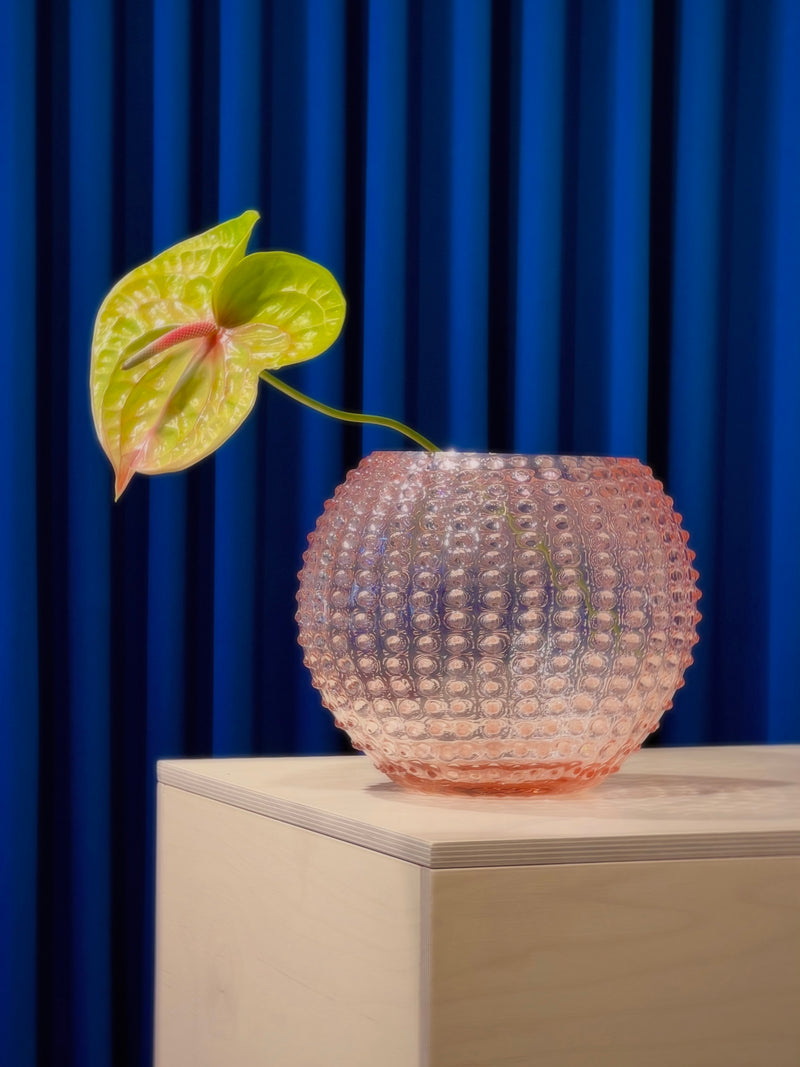 Large Globe hobnail vase, rose pink (24cm)