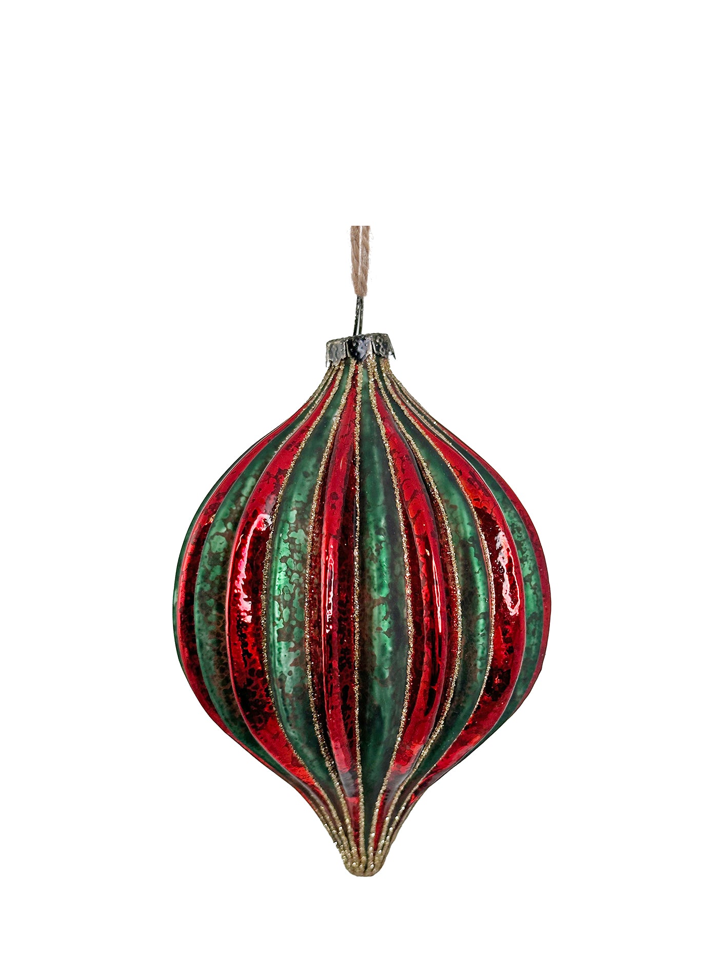 Glass drop ornament, green red