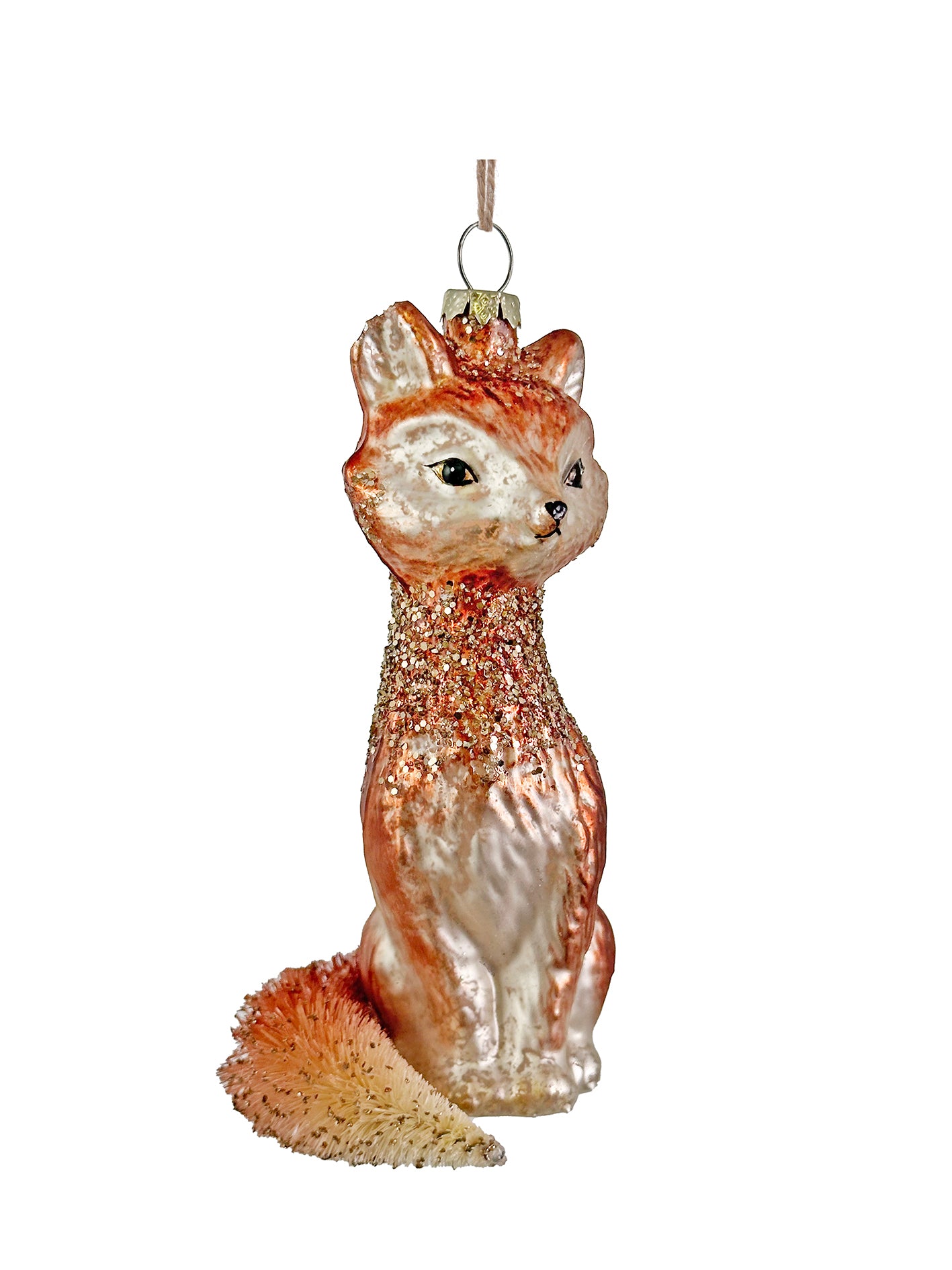 Glass fox glittered neck