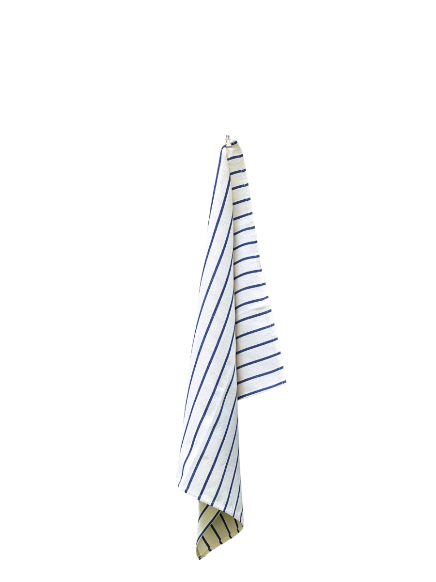Cotton Kitchen towel, Blue stripe /Off-white