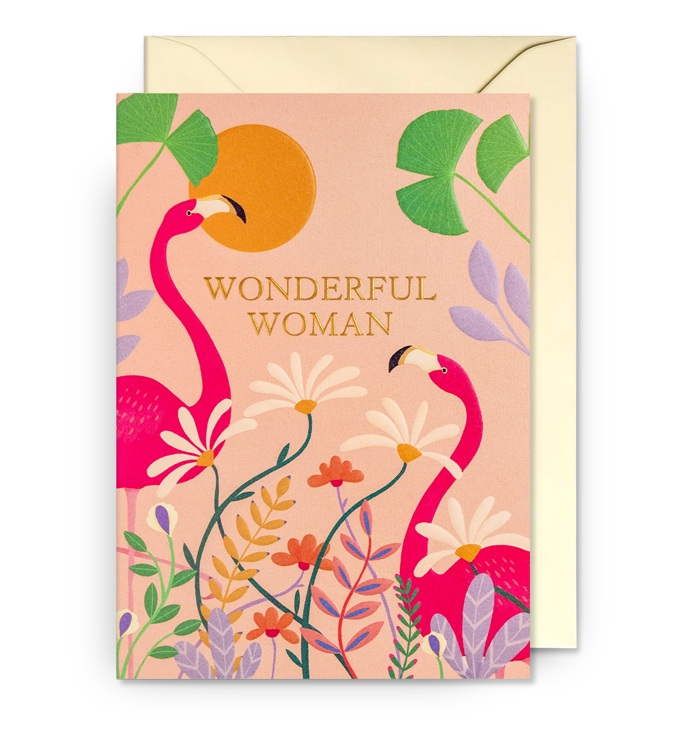 Wonderful Woman, 2 Flamingos in Field Love Card by Carrie May