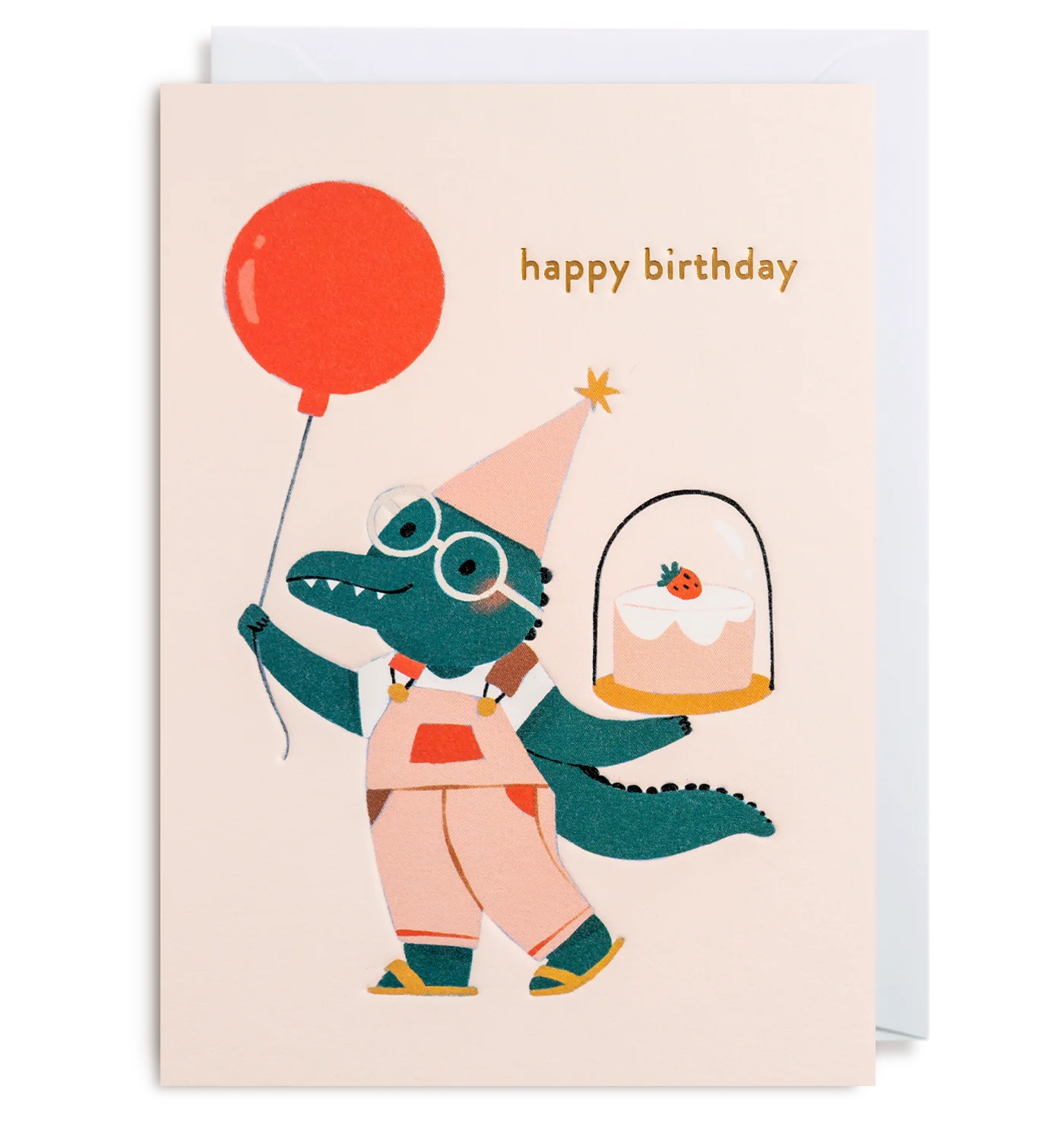 Happy Birthday Party Crocodile Birthday Card by Elena Comte