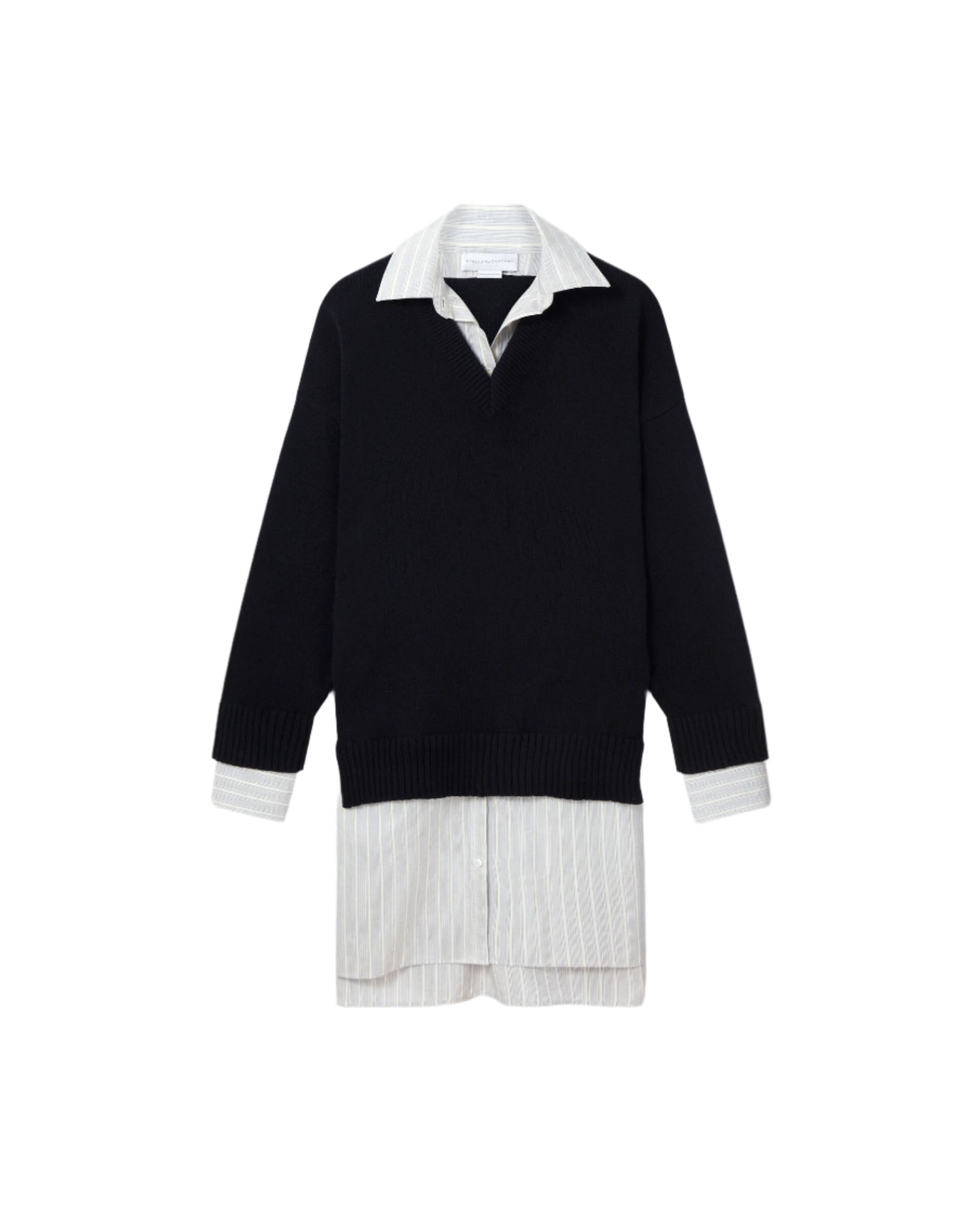 Knit And Fabric Dress, Navy