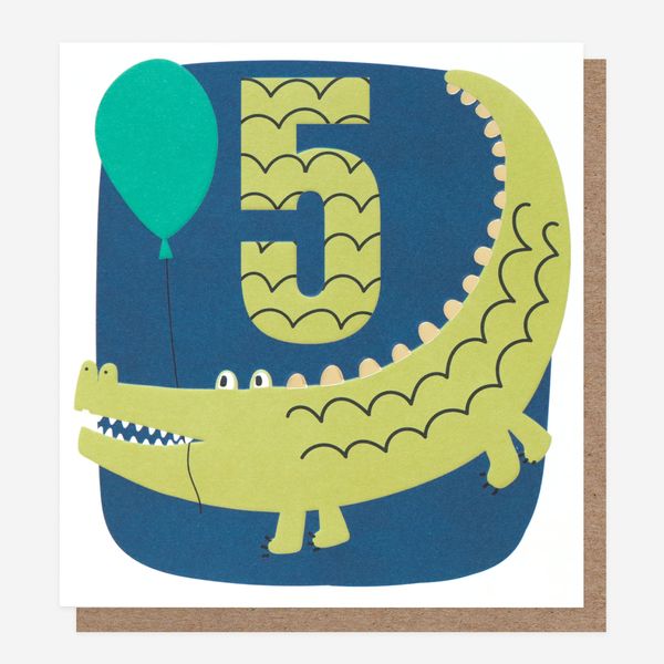 5th birthday party pals crocodile, birthday card