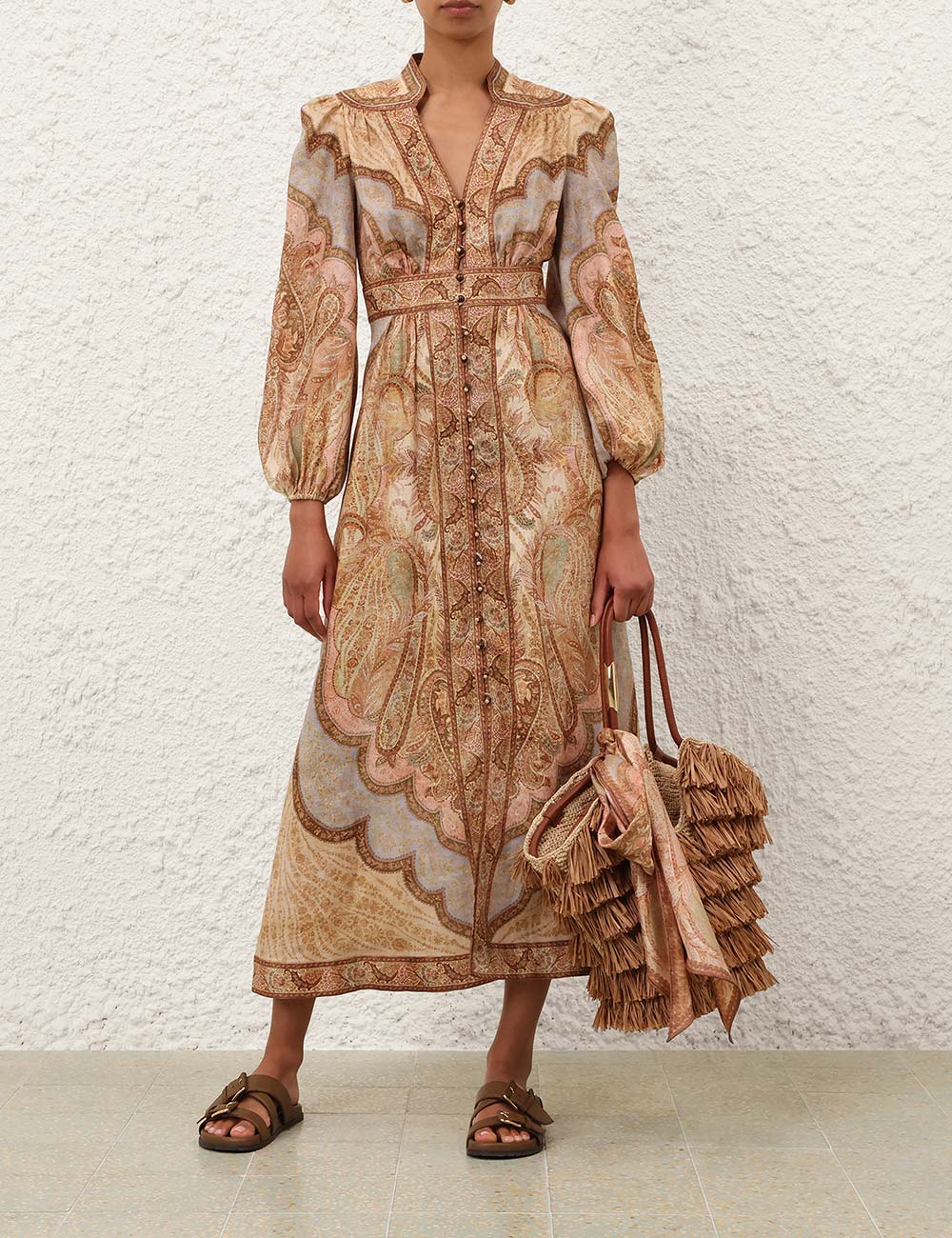 Wanderlust Plunge Midi Dress, tapestry multi