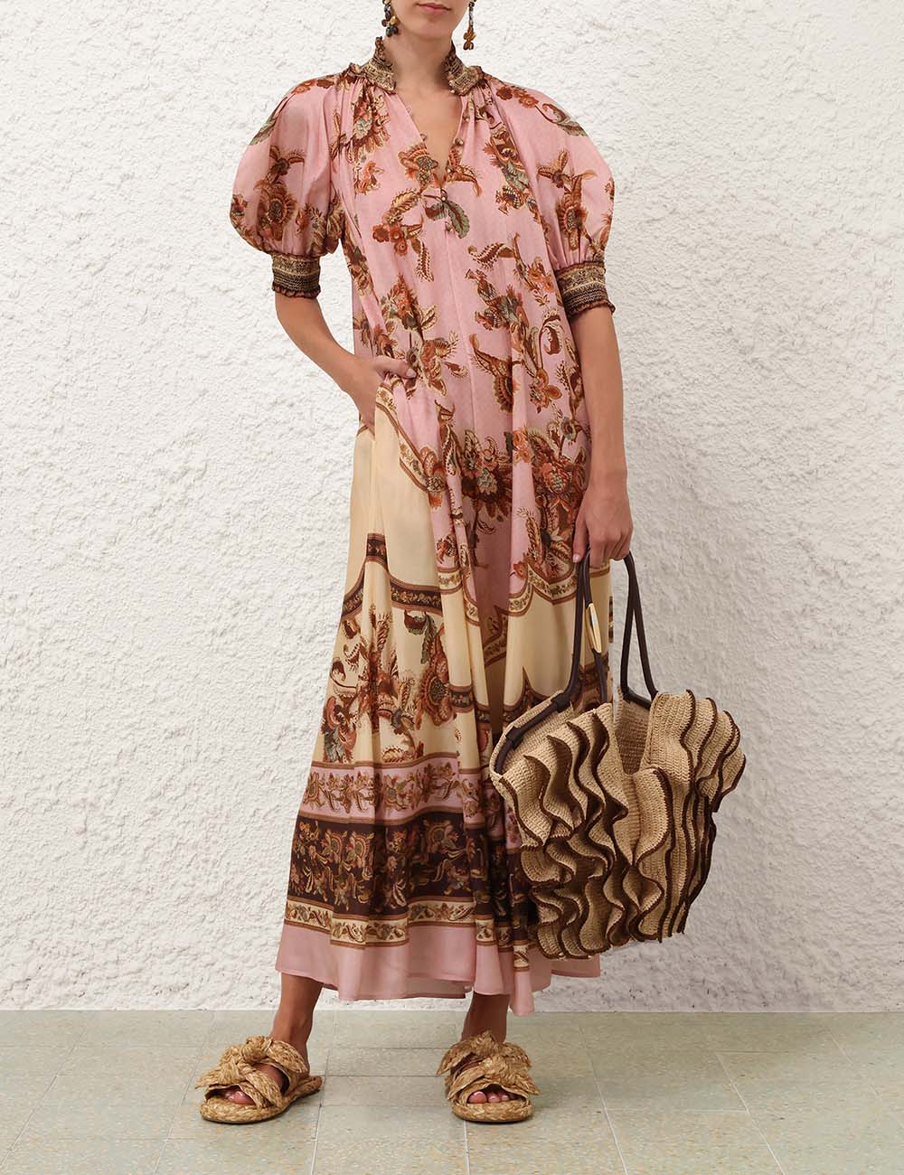 Aster billow maxi dress, mauve print
