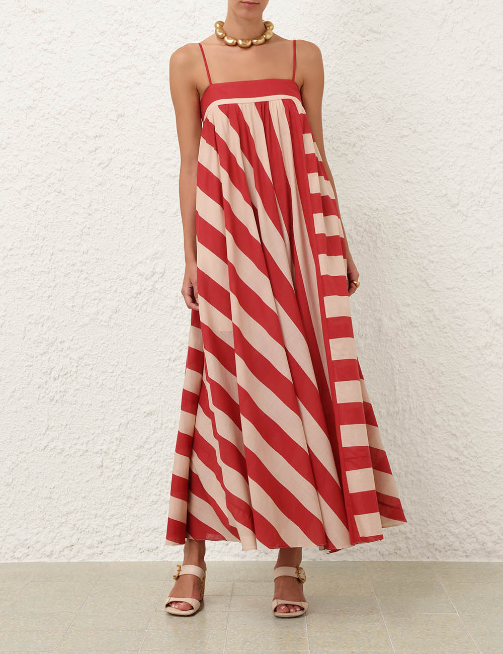 Roselight Stripe Maxi Dress, raspberry-cream