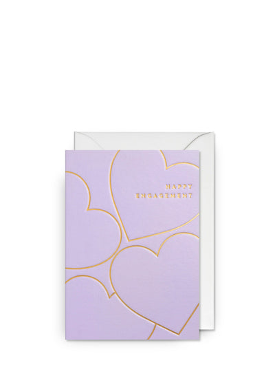 Gold hearts engagement day lilac engagement card