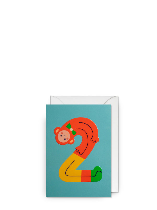 Monkey milestone 2nd, birthday card