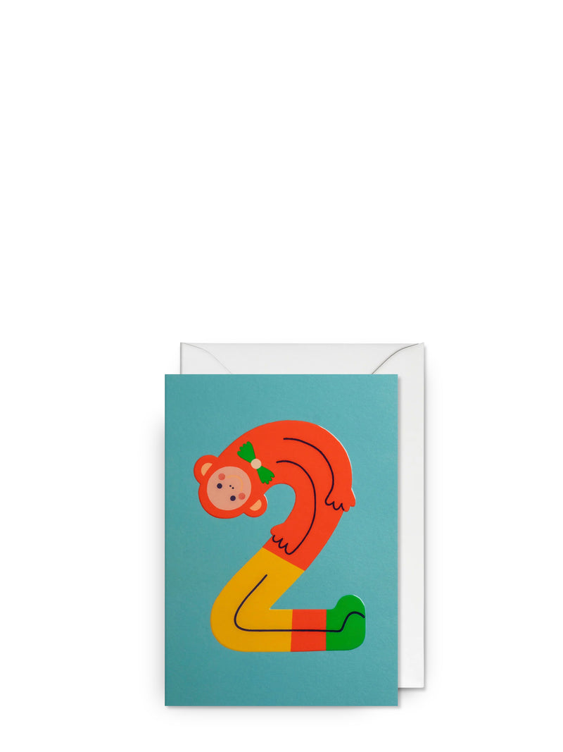 Monkey milestone 2nd, birthday card