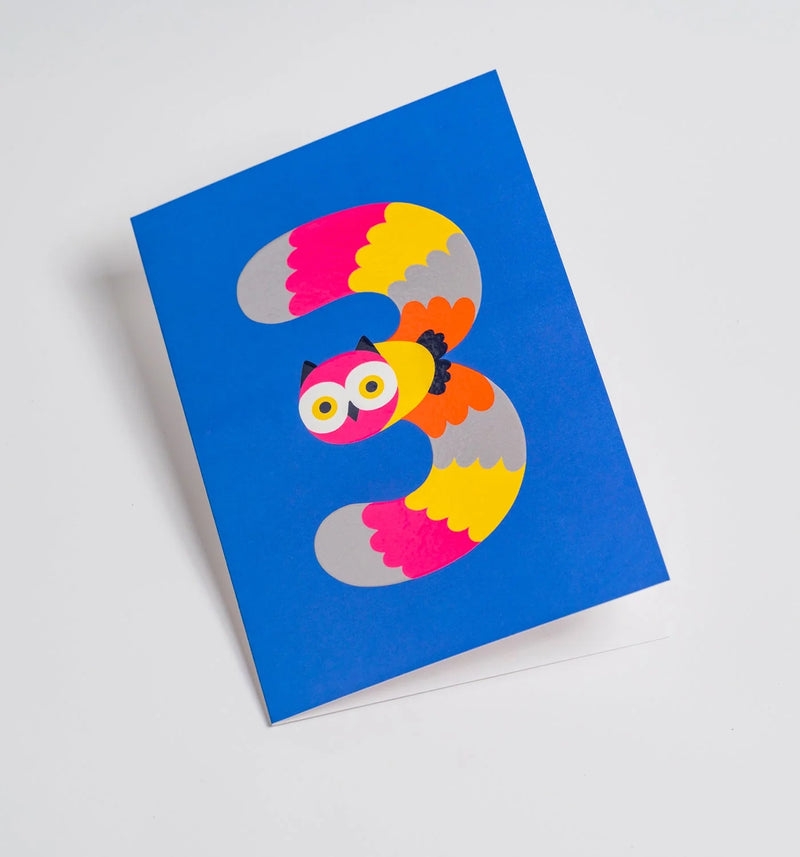 Owl milestone 3rd, birthday card