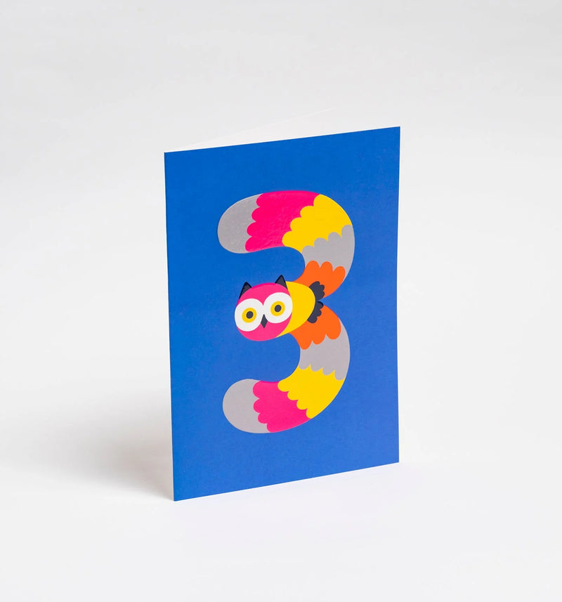 Owl milestone 3rd, birthday card