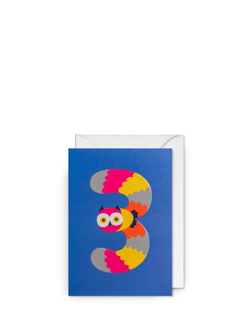 Owl milestone 3rd, birthday card