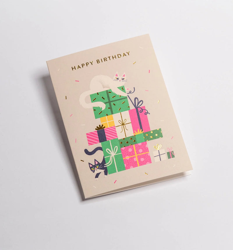 Cats presents, birthday card