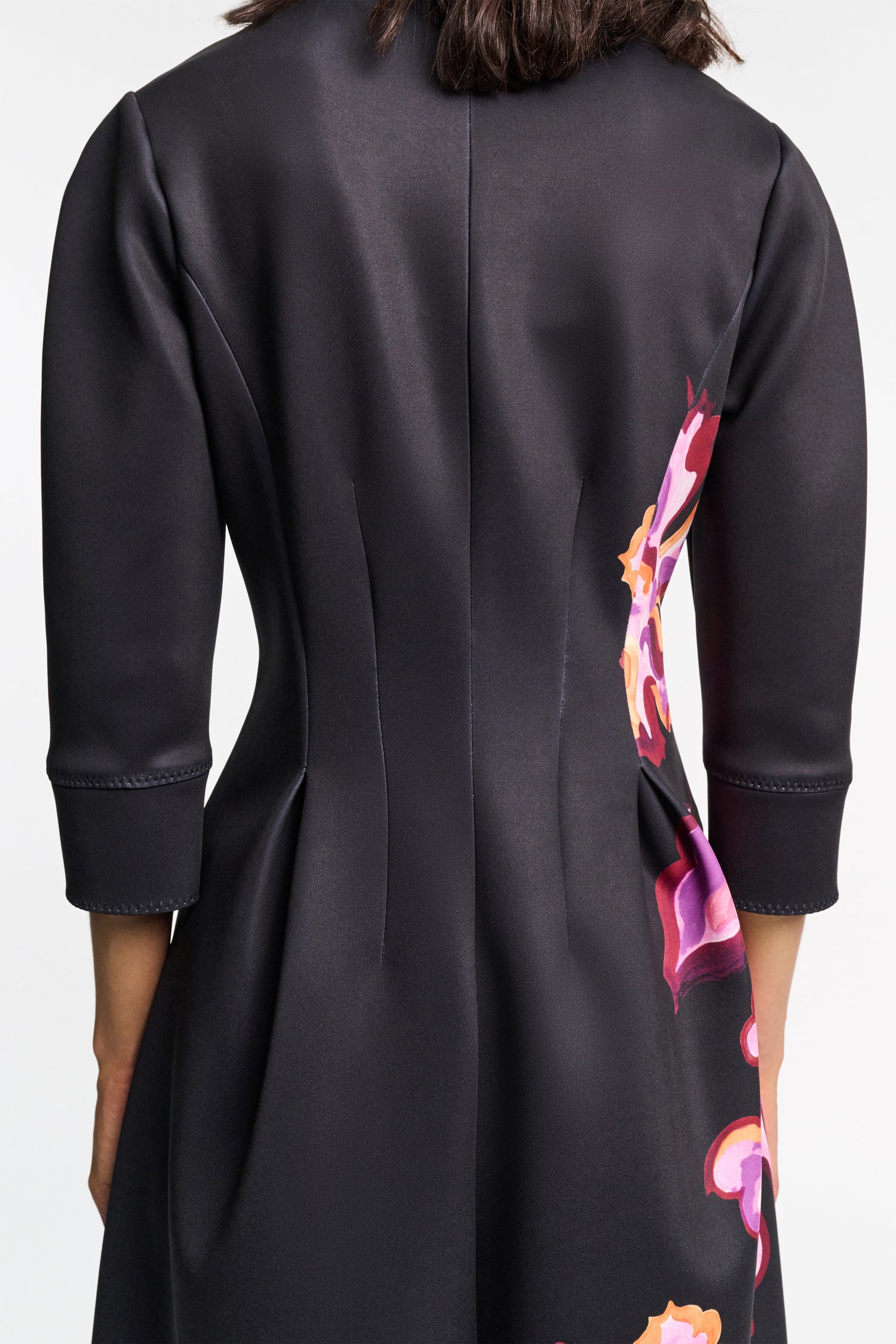 Flame flower neopren dress, black/purple