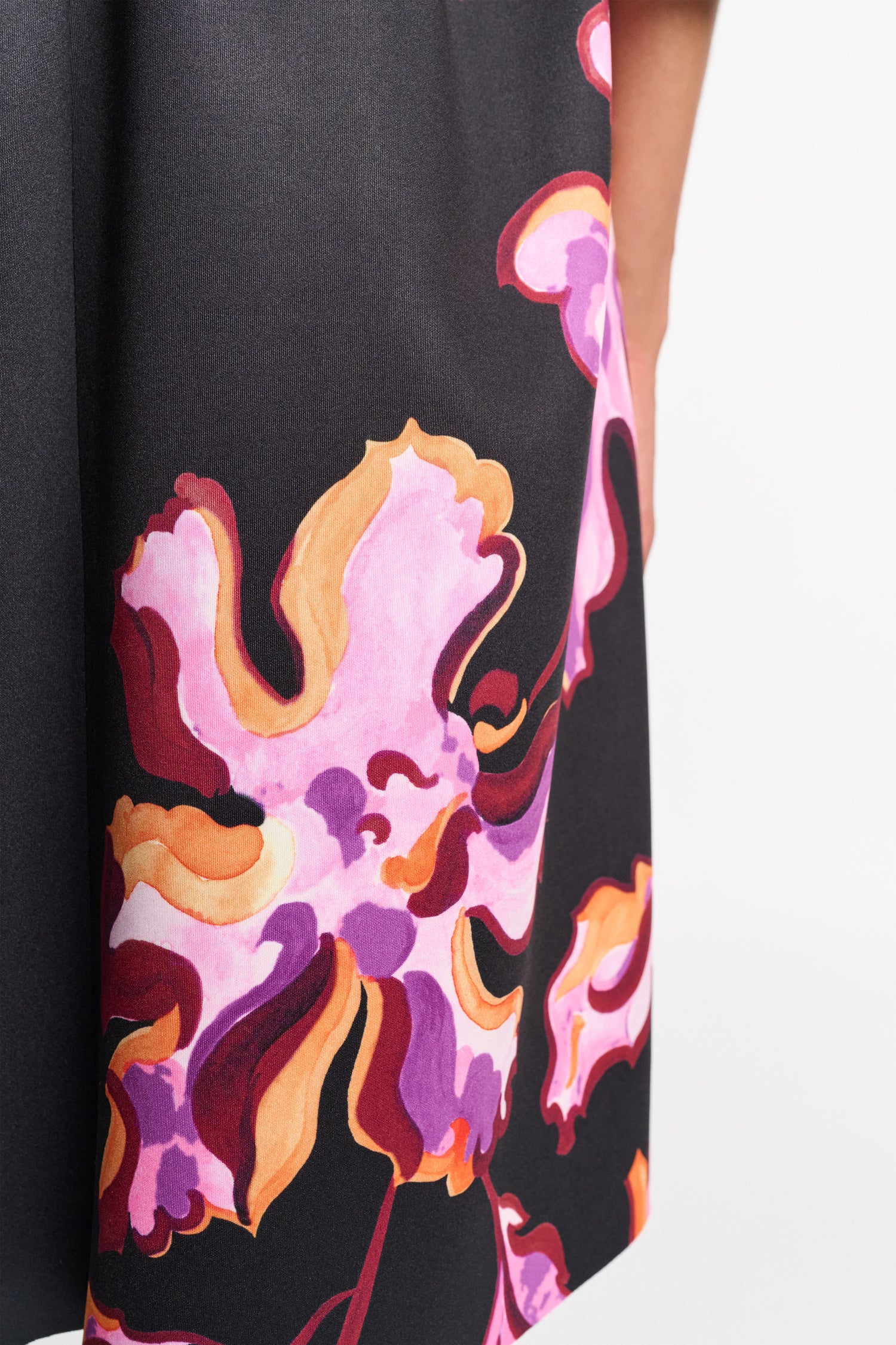 Flame flower neopren dress, black/purple