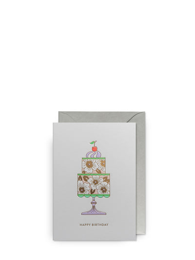 Decorative floral cake, birthday card