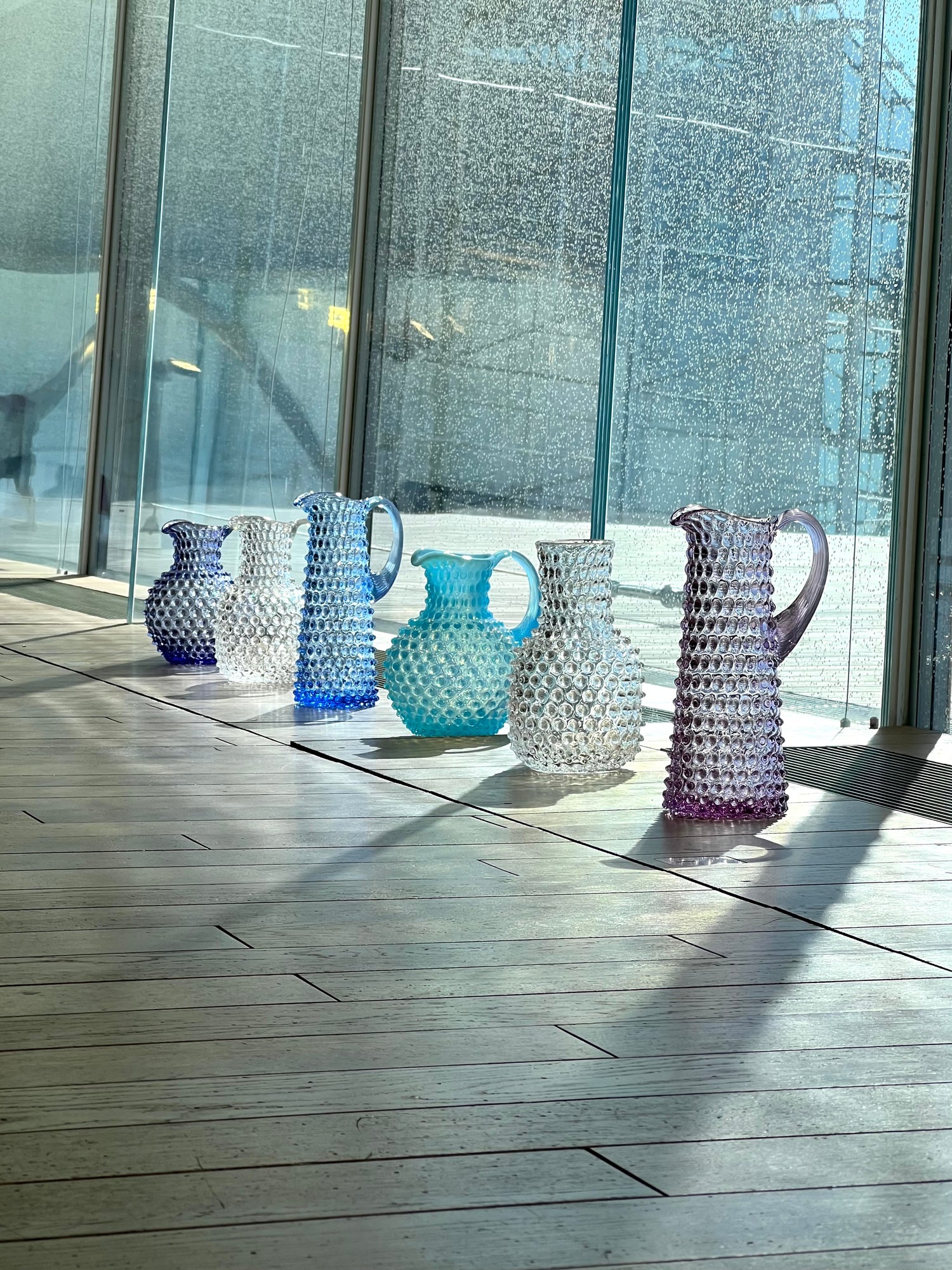 Crystal Hobnail square jug, 2L