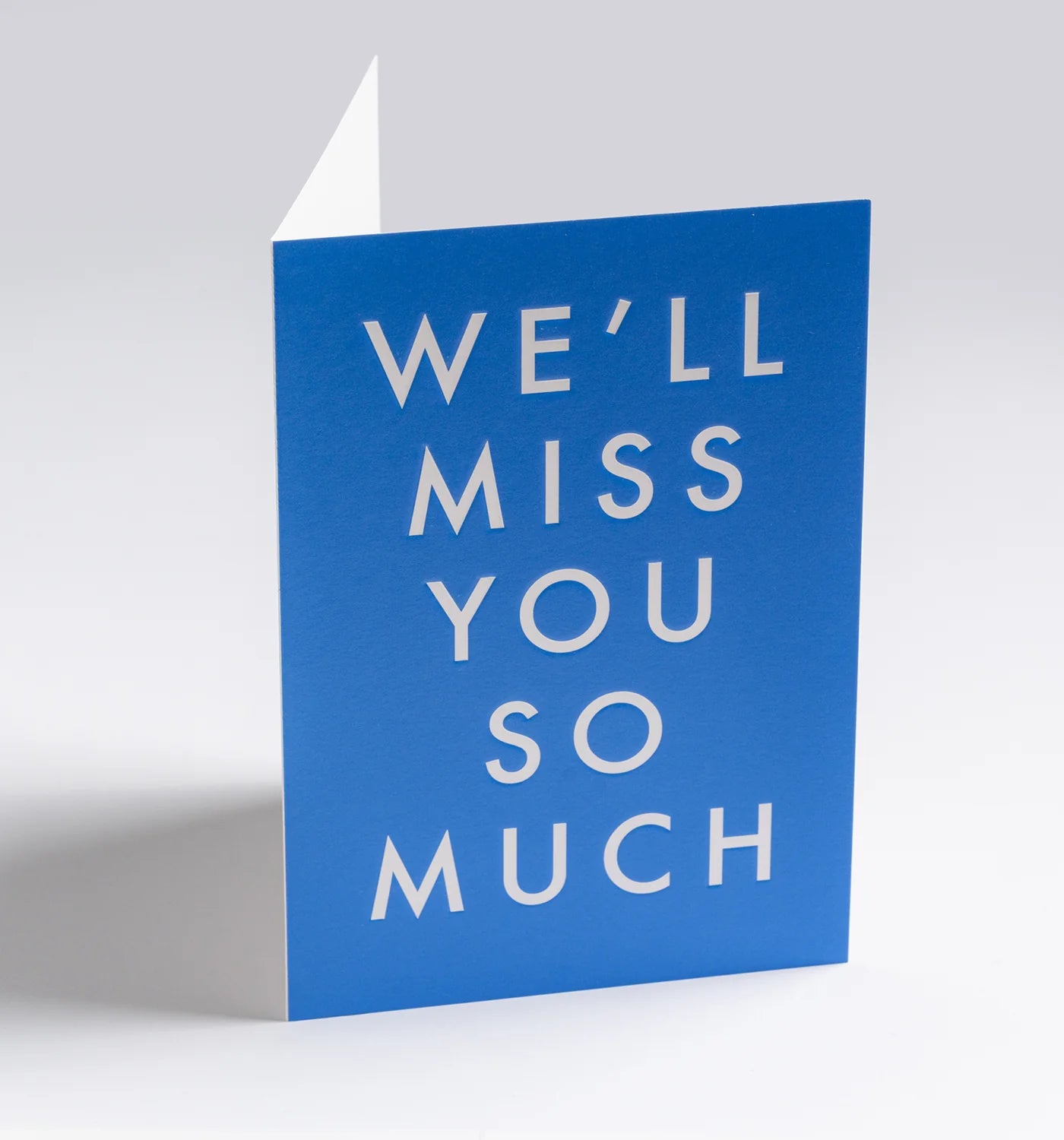 We'll miss you blue farewell card