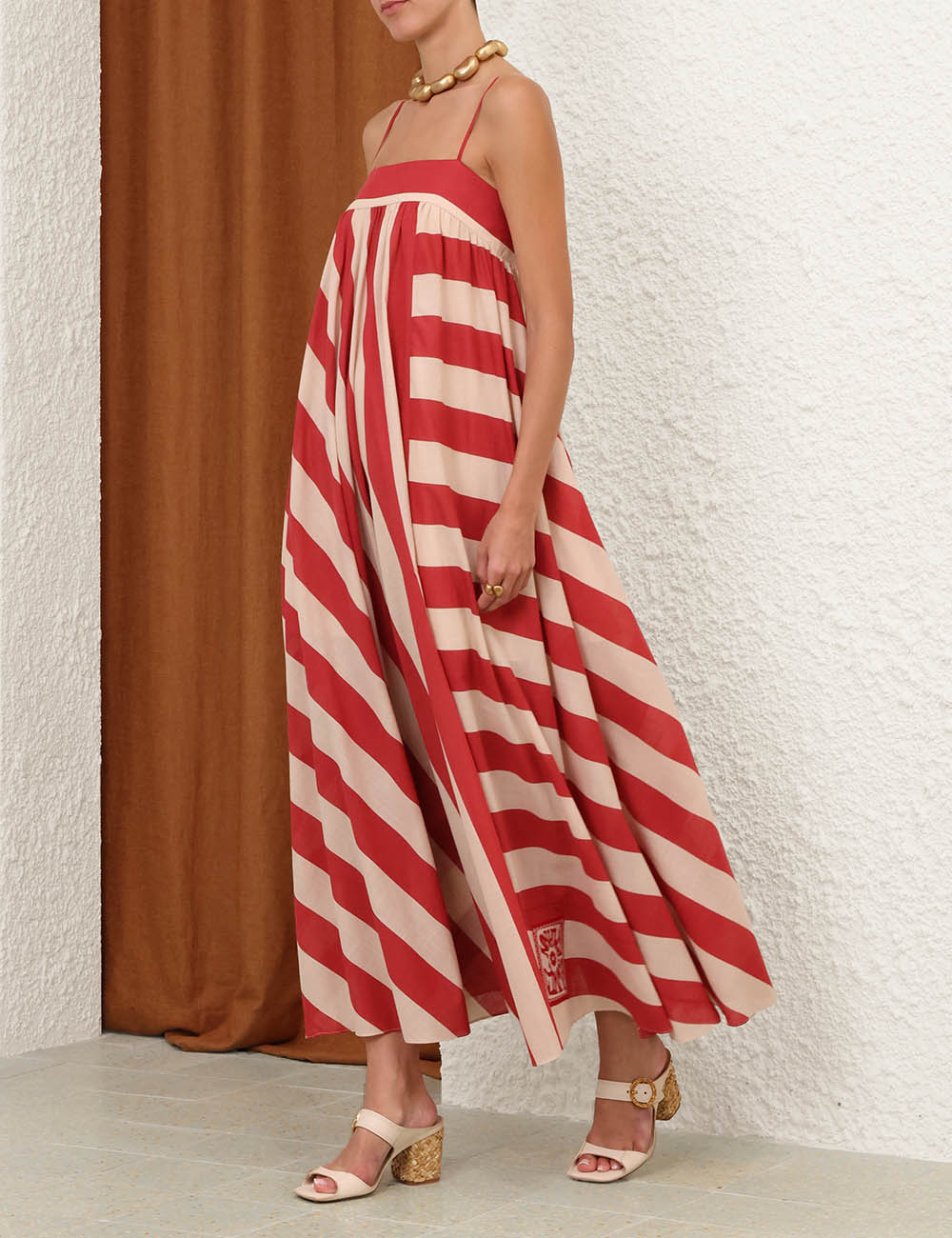 Roselight Stripe Maxi Dress, raspberry-cream