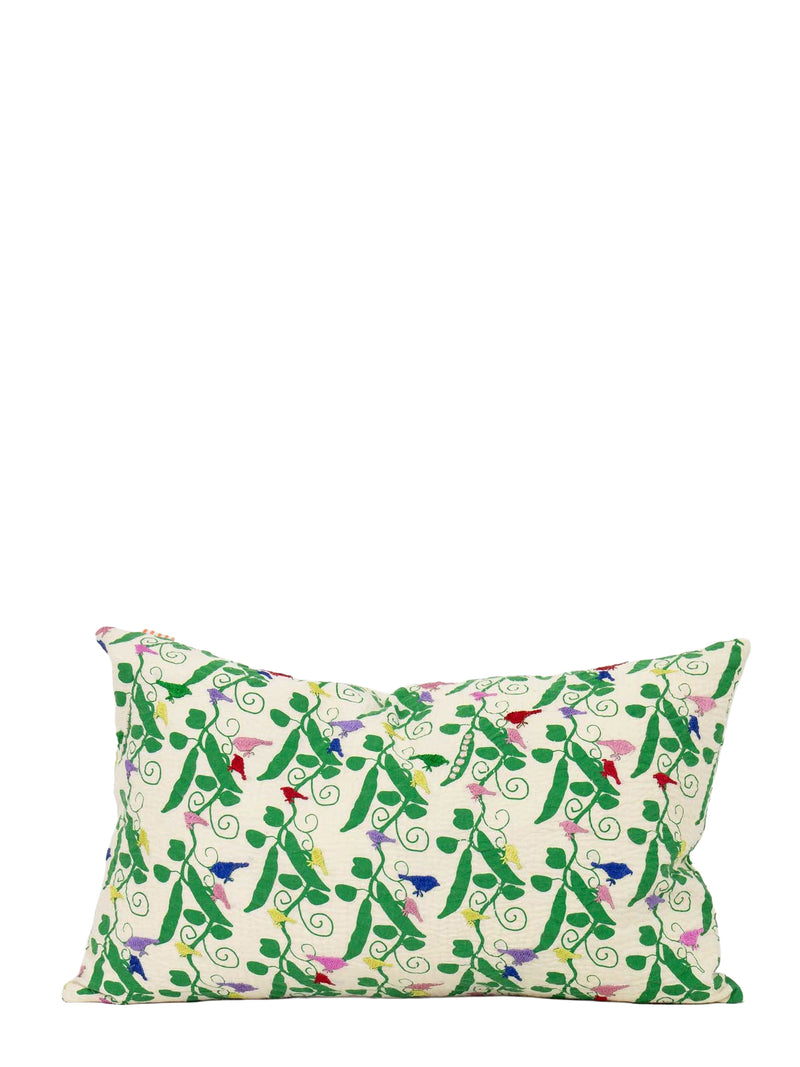 Decorative pillow with a colorful pattern on a white background