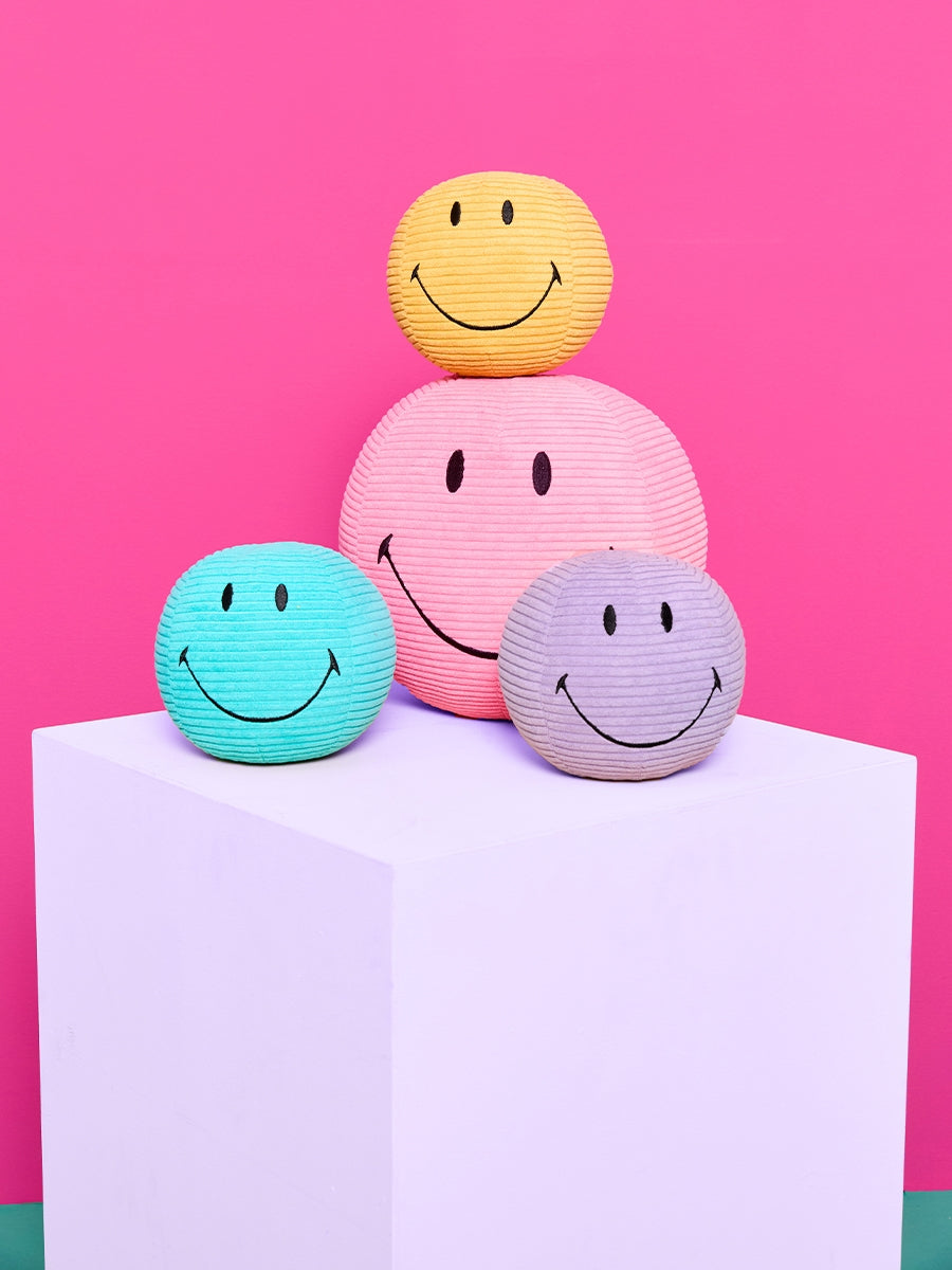 Smiley ECO corduroy soft toy, bubblegum pink (23 cm)