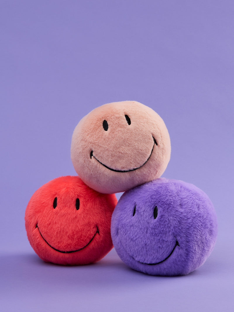 Small Smiley ECO fuzzy soft toy, pink (13 cm)