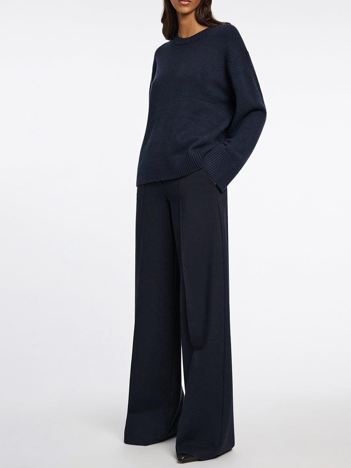 Wide leg pants in Punto Milano jersey, black