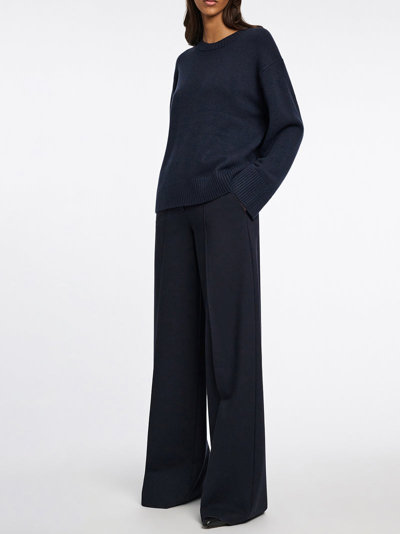 Wide leg pants in Punto Milano jersey, black