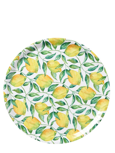 Lemon tree round wood tray (38cm)