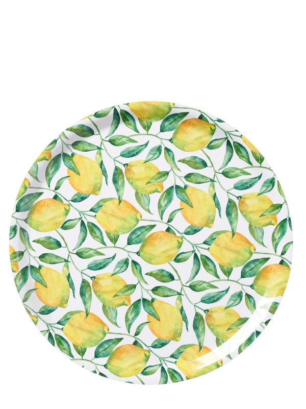 Lemon tree round wood tray (38cm)