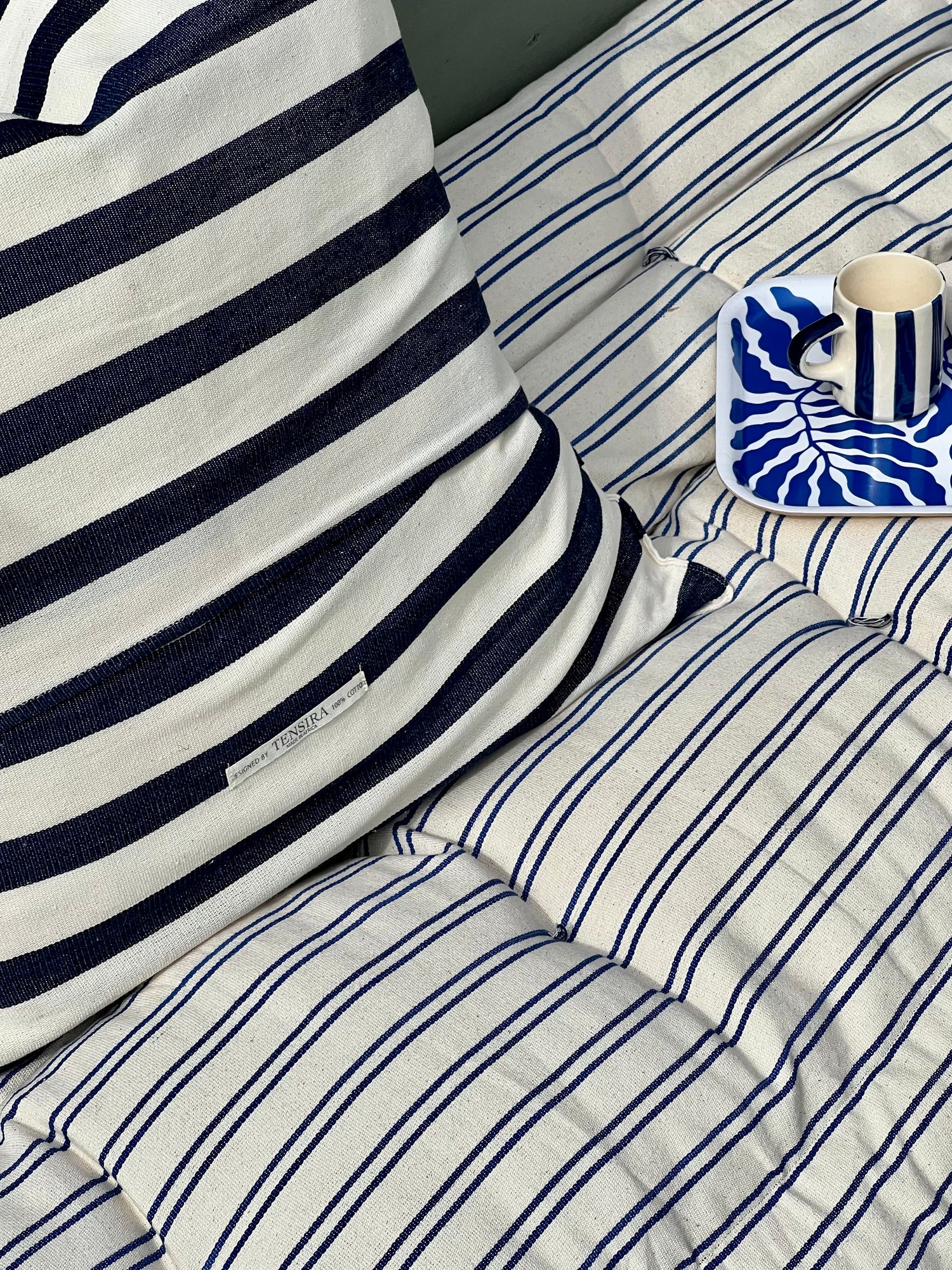 Bedroll / mattress no 4, blue stripes (90x190 cm)