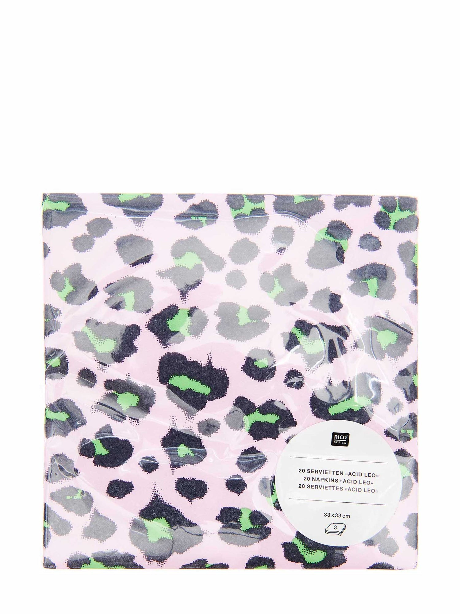 Acid Leo paper napkins, pink/green (20 pcs)